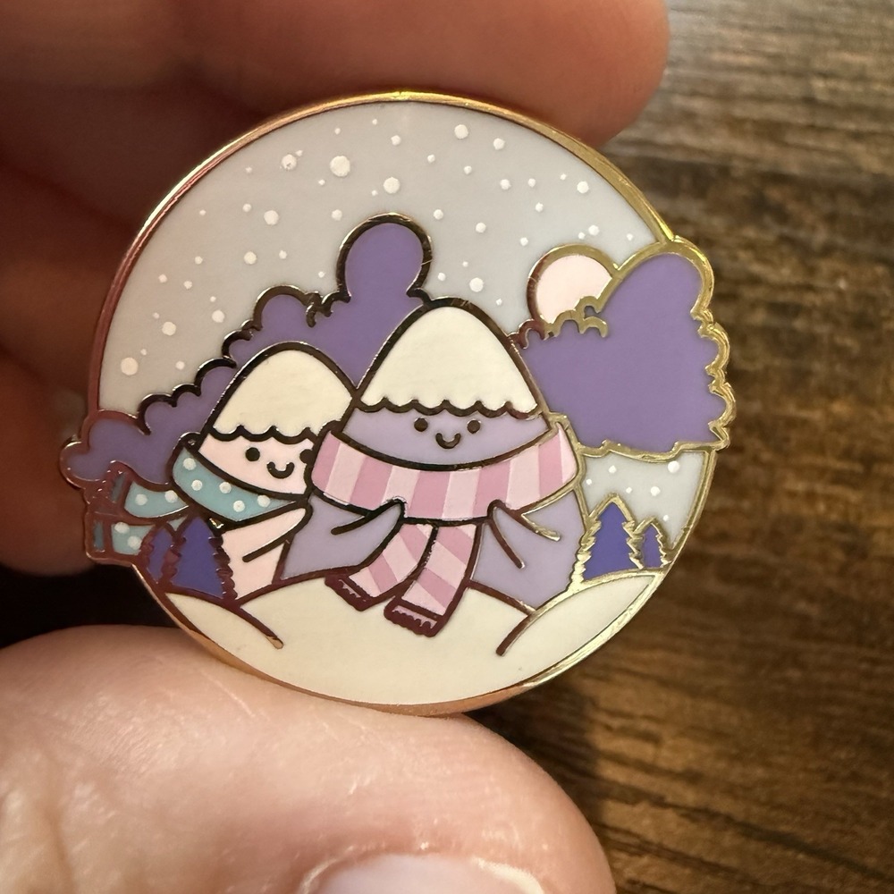 Alum & Ink Kawaii Winter Snow Friends Hard Enamel Pin Pastel Purple Pink